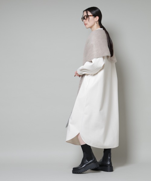 NANO universe（ナノユニバース）の「ソフトメルトンジャージーハーフジップワンピース（ワンピース・レディース・ベージュ系その他/キャメル/チャコール・FREE）」の11枚目の写真