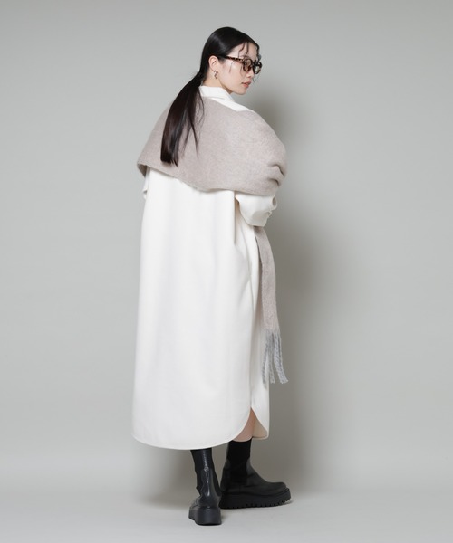 NANO universe（ナノユニバース）の「ソフトメルトンジャージーハーフジップワンピース（ワンピース・レディース・ベージュ系その他/キャメル/チャコール・FREE）」の12枚目の写真