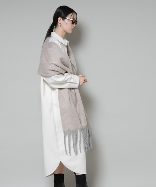 NANO universe（ナノユニバース）の「ソフトメルトンジャージーハーフジップワンピース（ワンピース・レディース・ベージュ系その他/キャメル/チャコール・FREE）」の13枚目の写真