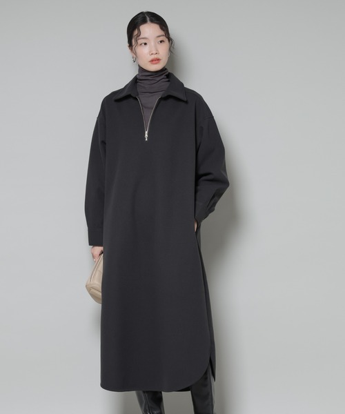 NANO universe（ナノユニバース）の「ソフトメルトンジャージーハーフジップワンピース（ワンピース・レディース・ベージュ系その他/キャメル/チャコール・FREE）」の17枚目の写真