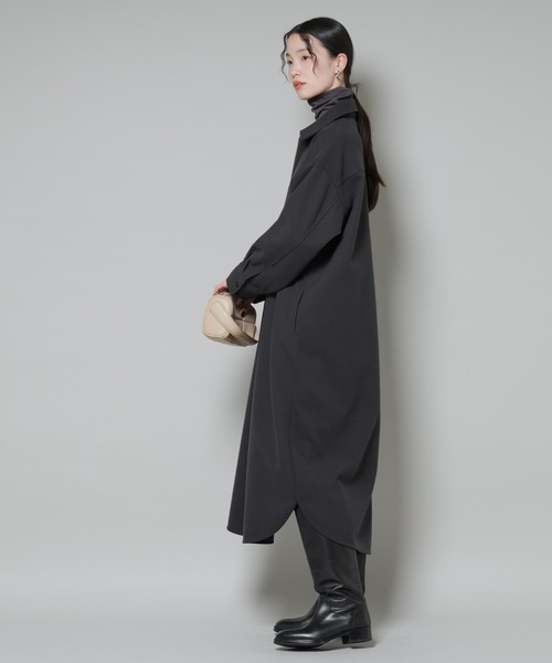 NANO universe（ナノユニバース）の「ソフトメルトンジャージーハーフジップワンピース（ワンピース・レディース・ベージュ系その他/キャメル/チャコール・FREE）」の20枚目の写真