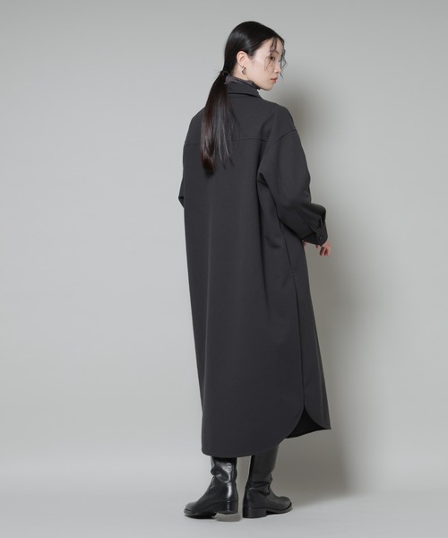 NANO universe（ナノユニバース）の「ソフトメルトンジャージーハーフジップワンピース（ワンピース・レディース・ベージュ系その他/キャメル/チャコール・FREE）」の21枚目の写真