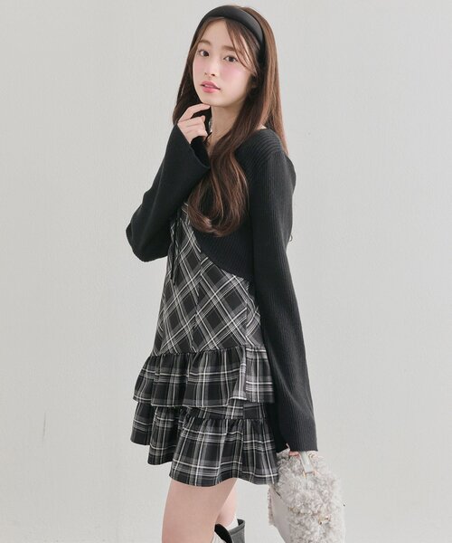 OLIVE des OLIVE（オリーブデオリーブ）の「ニットボレロセットワンピ（ワンピース・レディース・チャコールグレー/ブラウン/ブラック・FREE）」の11枚目の写真