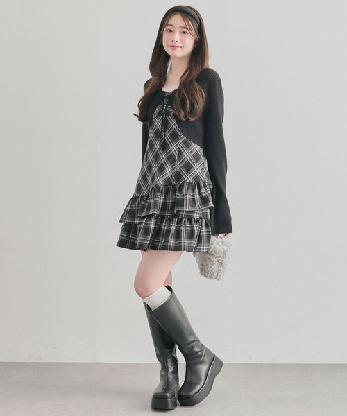 OLIVE des OLIVE（オリーブデオリーブ）の「ニットボレロセットワンピ（ワンピース・レディース・チャコールグレー/ブラウン/ブラック・FREE）」の13枚目の写真