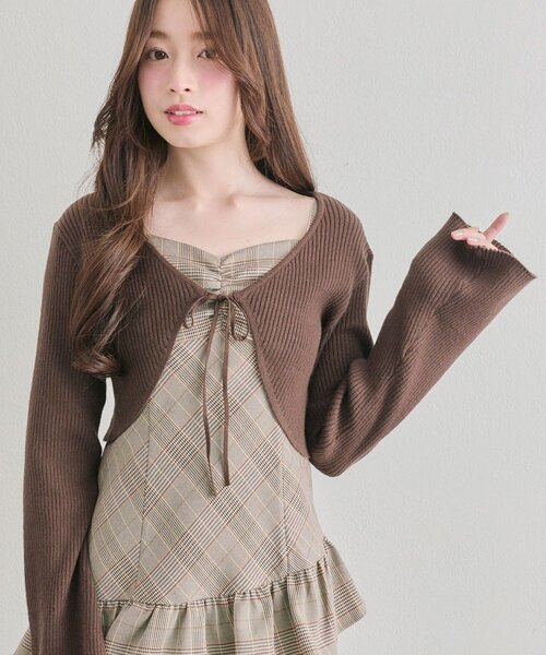 OLIVE des OLIVE（オリーブデオリーブ）の「ニットボレロセットワンピ（ワンピース・レディース・チャコールグレー/ブラウン/ブラック・FREE）」の15枚目の写真