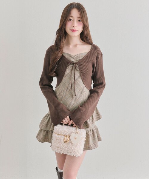 OLIVE des OLIVE（オリーブデオリーブ）の「ニットボレロセットワンピ（ワンピース・レディース・チャコールグレー/ブラウン/ブラック・FREE）」の17枚目の写真