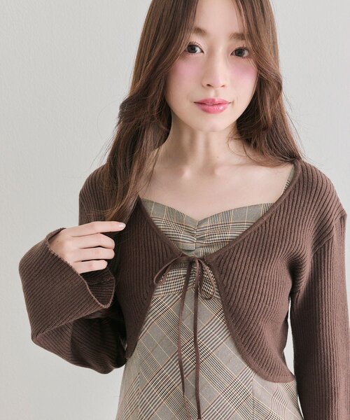 OLIVE des OLIVE（オリーブデオリーブ）の「ニットボレロセットワンピ（ワンピース・レディース・チャコールグレー/ブラウン/ブラック・FREE）」の19枚目の写真