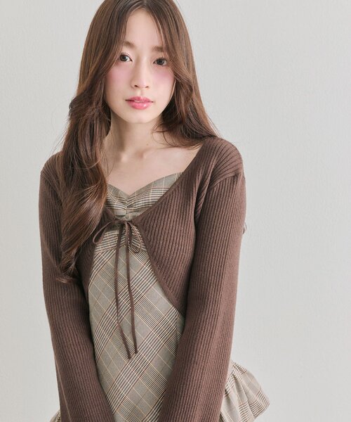 OLIVE des OLIVE（オリーブデオリーブ）の「ニットボレロセットワンピ（ワンピース・レディース・チャコールグレー/ブラウン/ブラック・FREE）」の20枚目の写真