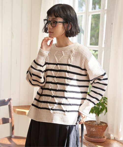 LBC(エルビーシー)の「マットモールケーブルニットプルオーバー(ニット/セーター・レディース・ライトグレー/その他3/イエロー/ブルー・M)」の21枚目の写真