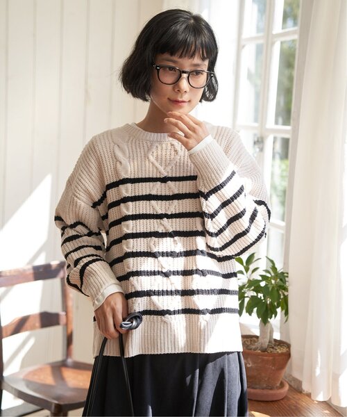 LBC(エルビーシー)の「マットモールケーブルニットプルオーバー(ニット/セーター・レディース・ライトグレー/その他3/イエロー/ブルー・M)」の20枚目の写真