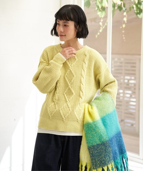 LBC(エルビーシー)の「マットモールケーブルニットプルオーバー(ニット/セーター・レディース・ライトグレー/その他3/イエロー/ブルー・M)」の13枚目の写真