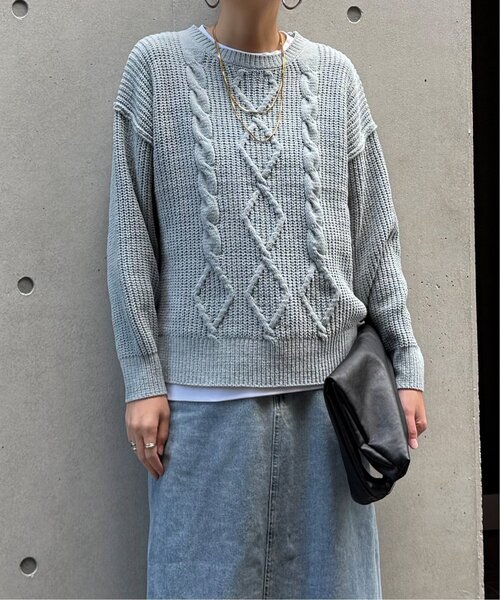 LBC(エルビーシー)の「マットモールケーブルニットプルオーバー(ニット/セーター・レディース・ライトグレー/その他3/イエロー/ブルー・M)」の8枚目の写真