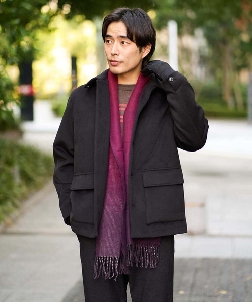 a.v.v（アーヴェヴェ）の「フェイクウールワイドシルエットカバーオール（その他アウター・メンズ・ブラウン/ブラック・48/46）」の2枚目の写真