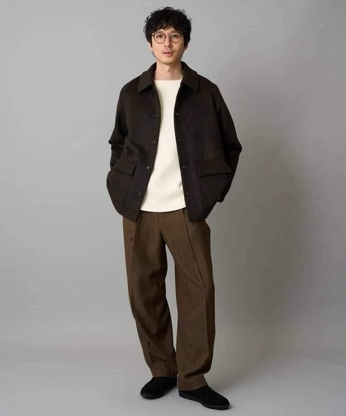 a.v.v（アーヴェヴェ）の「フェイクウールワイドシルエットカバーオール（その他アウター・メンズ・ブラウン/ブラック・48/46）」の10枚目の写真