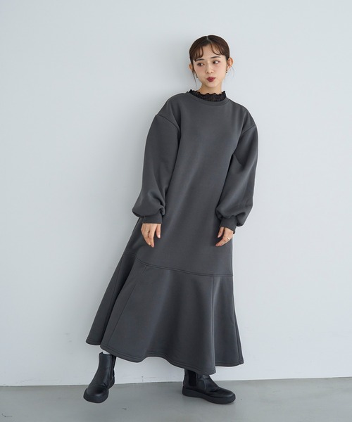 mil（ミル）の「裏起毛マーメイドワンピース【585132】（ワンピース・レディース・モカ/ブラウン/チャコールグレー・XS/S）」の12枚目の写真