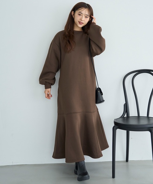 mil（ミル）の「裏起毛マーメイドワンピース【585132】（ワンピース・レディース・モカ/ブラウン/チャコールグレー・XS/S）」の19枚目の写真