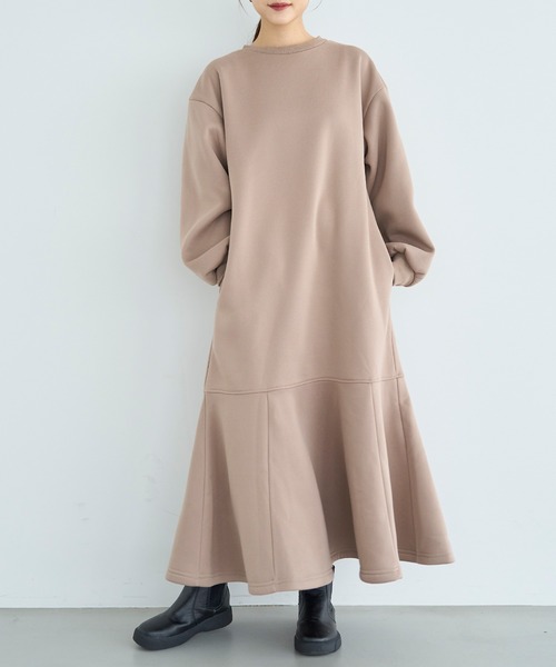mil（ミル）の「裏起毛マーメイドワンピース【585132】（ワンピース・レディース・モカ/ブラウン/チャコールグレー・XS/S）」の7枚目の写真
