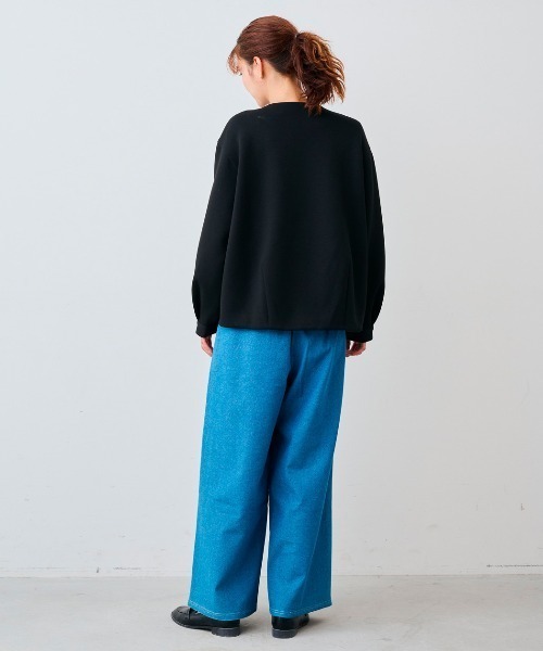 IEDIT(イディット)の「IEDIT ゴールドボタンが華やかな ダンボールカットソージャケット(ノーカラージャケット・レディース・ブラック/カーキ・M/L/LL/3L/S)」の5枚目の写真