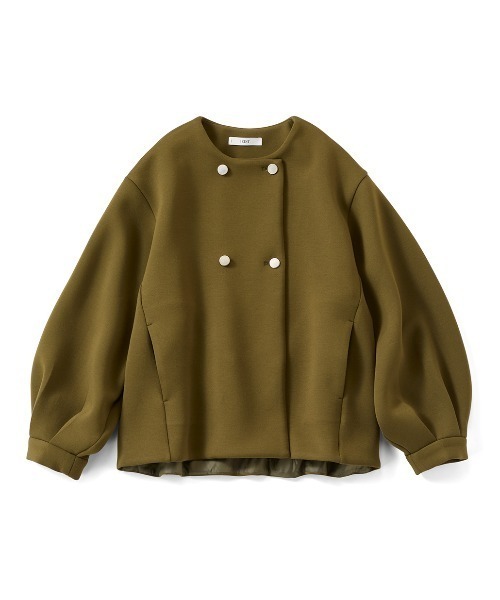 IEDIT(イディット)の「IEDIT ゴールドボタンが華やかな ダンボールカットソージャケット(ノーカラージャケット・レディース・ブラック/カーキ・M/L/LL/3L/S)」の9枚目の写真