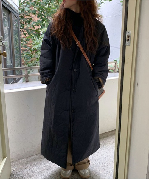 セール】チェック柄裏地付きロングトレンチコート（トレンチコート