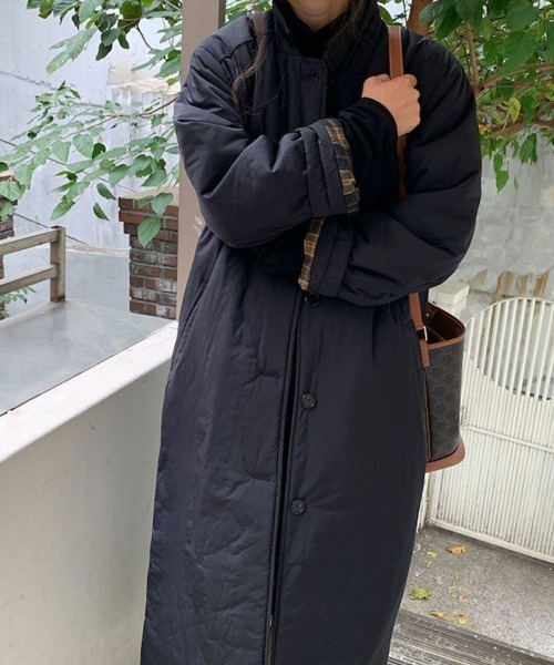 セール】チェック柄裏地付きロングトレンチコート（トレンチコート