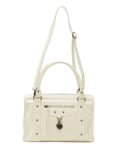 X-girl（エックスガール）の「HEART PADLOCK FAUX LEATHER 2WAY BAG（ショルダーバッグ・レディース・ブラック/ホワイト・ONE SIZE）」の3枚目の写真