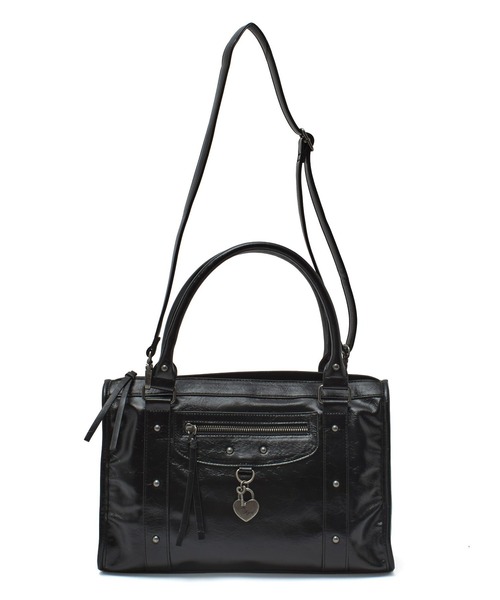 X-girl（エックスガール）の「HEART PADLOCK FAUX LEATHER 2WAY BAG（ショルダーバッグ・レディース・ブラック/ホワイト・ONE SIZE）」の5枚目の写真