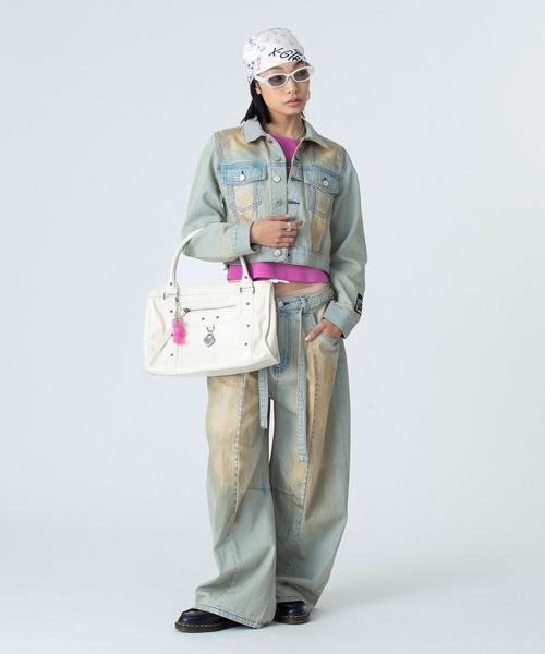 X-girl（エックスガール）の「HEART PADLOCK FAUX LEATHER 2WAY BAG（ショルダーバッグ・レディース・ブラック/ホワイト・ONE SIZE）」の20枚目の写真