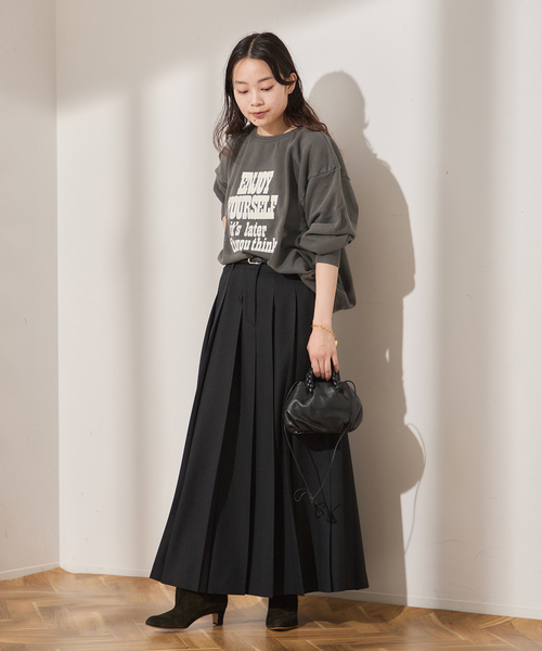 journal standard L'essage（ジャーナルスタンダードレサージュ）の「【MIXTA/ミクスタ】ENJOY YOURSEL F CREW SWEATSHITS：スウェット（スウェット・レディース・ブラック/ライトグレー・LARGE）」の3枚目の写真