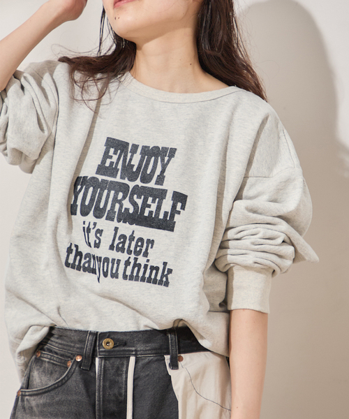 journal standard L'essage（ジャーナルスタンダードレサージュ）の「【MIXTA/ミクスタ】ENJOY YOURSEL F CREW SWEATSHITS：スウェット（スウェット・レディース・ブラック/ライトグレー・LARGE）」の9枚目の写真