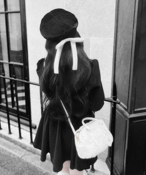 インフルエンサー企画】miko リボン付きベレー帽（ハンチング/ベレー帽