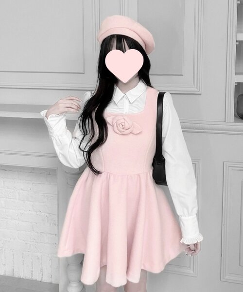 OLIVE des OLIVE（オリーブデオリーブ）の「【インフルエンサー企画】miko リボン付きベレー帽（ハンチング/ベレー帽・レディース・ブラック/ピンク・FREE）」の11枚目の写真