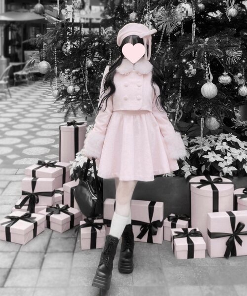 OLIVE des OLIVE（オリーブデオリーブ）の「【インフルエンサー企画】miko リボン付きベレー帽（ハンチング/ベレー帽・レディース・ブラック/ピンク・FREE）」の13枚目の写真