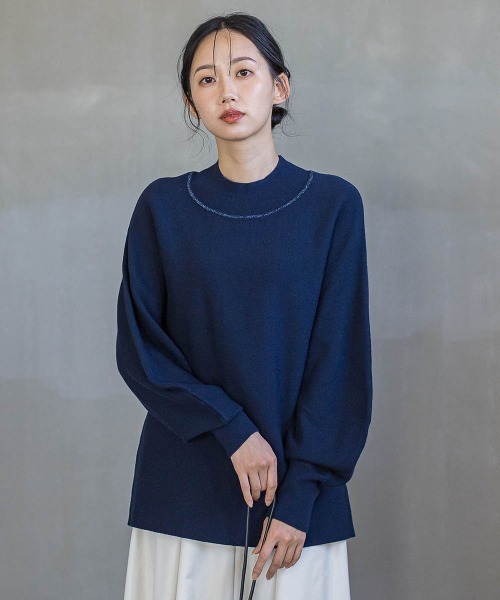 Droite lautreamont(ドロワットロートレアモン)の「ウォッシャブルバナナスリーブニット≪手洗い可能≫(ニット/セーター・レディース・レッド/オフホワイト/ネイビー/チャコールグレー・M)」の4枚目の写真
