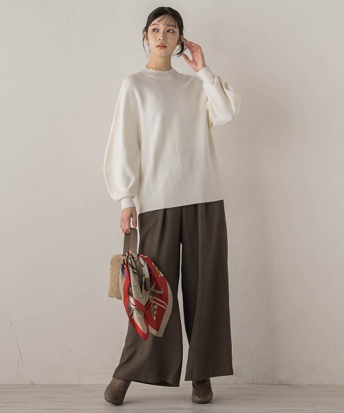Droite lautreamont(ドロワットロートレアモン)の「ウォッシャブルバナナスリーブニット≪手洗い可能≫(ニット/セーター・レディース・レッド/オフホワイト/ネイビー/チャコールグレー・M)」の11枚目の写真