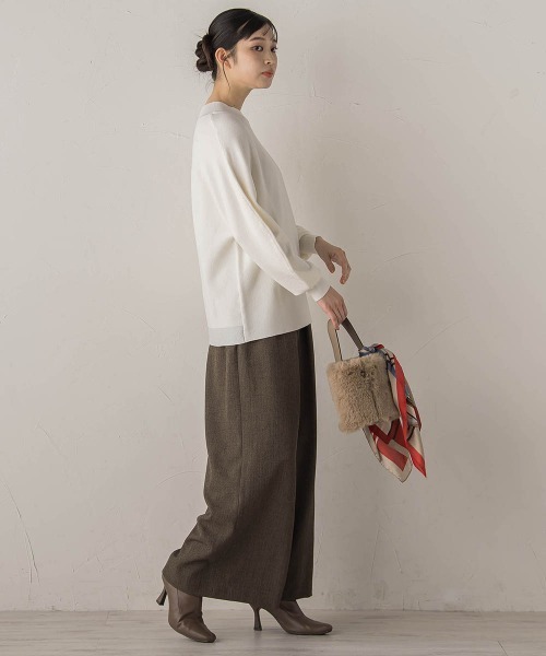 Droite lautreamont(ドロワットロートレアモン)の「ウォッシャブルバナナスリーブニット≪手洗い可能≫(ニット/セーター・レディース・レッド/オフホワイト/ネイビー/チャコールグレー・M)」の14枚目の写真