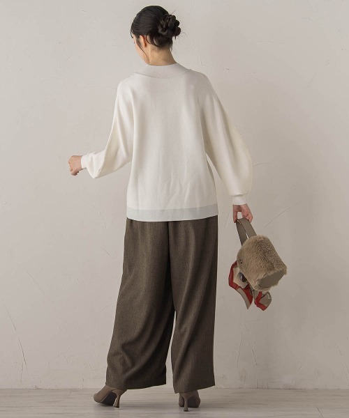 Droite lautreamont(ドロワットロートレアモン)の「ウォッシャブルバナナスリーブニット≪手洗い可能≫(ニット/セーター・レディース・レッド/オフホワイト/ネイビー/チャコールグレー・M)」の15枚目の写真