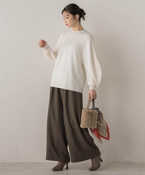 Droite lautreamont(ドロワットロートレアモン)の「ウォッシャブルバナナスリーブニット≪手洗い可能≫(ニット/セーター・レディース・レッド/オフホワイト/ネイビー/チャコールグレー・M)」の12枚目の写真
