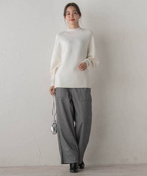 Droite lautreamont(ドロワットロートレアモン)の「ウォッシャブルバナナスリーブニット≪手洗い可能≫(ニット/セーター・レディース・レッド/オフホワイト/ネイビー/チャコールグレー・M)」の20枚目の写真
