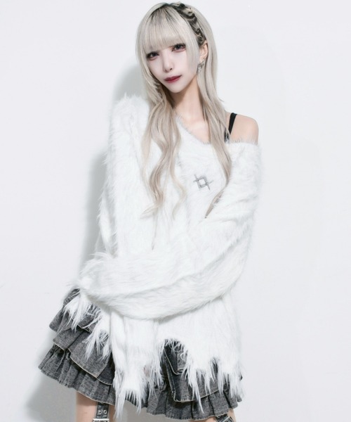 REFLEM/レフレム』ロゴリベットフェザーヤーンPO/ニットプルオーバー