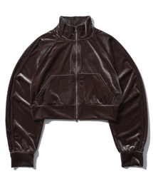 SEARCH410（サーチ410）の「Velvet crop track zip-up brown（その他トップス）」