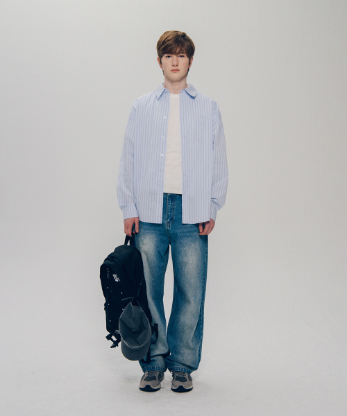 YALE(イェール)の「ルーズフィットマルチストライプシャツ_ライトブルー(シャツ/ブラウス・レディース・その他・LARGE/X-LARGE)」の8枚目の写真
