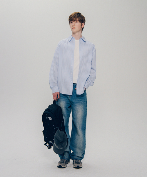YALE(イェール)の「ルーズフィットマルチストライプシャツ_ライトブルー(シャツ/ブラウス・レディース・その他・LARGE/X-LARGE)」の11枚目の写真