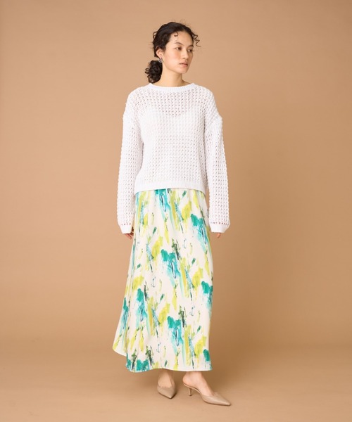 INED（イネド）の「プリントフレアスカート（スカート・レディース・グリーン系その他・7号/9号）」の2枚目の写真