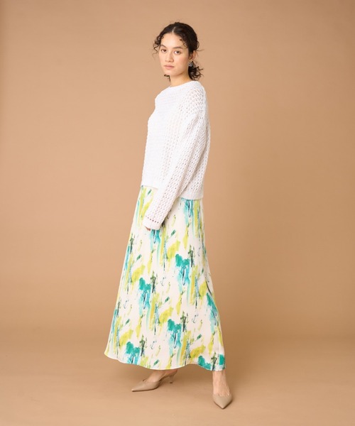 INED（イネド）の「プリントフレアスカート（スカート・レディース・グリーン系その他・7号/9号）」の3枚目の写真