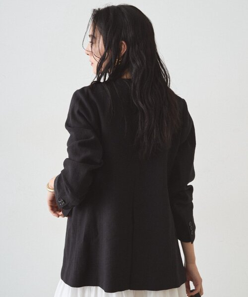 LOUNGEDRESS（ラウンジドレス）の「リネンノーカラージャケット（ノーカラージャケット・レディース・ブラック/ベージュ・FREE）」の11枚目の写真