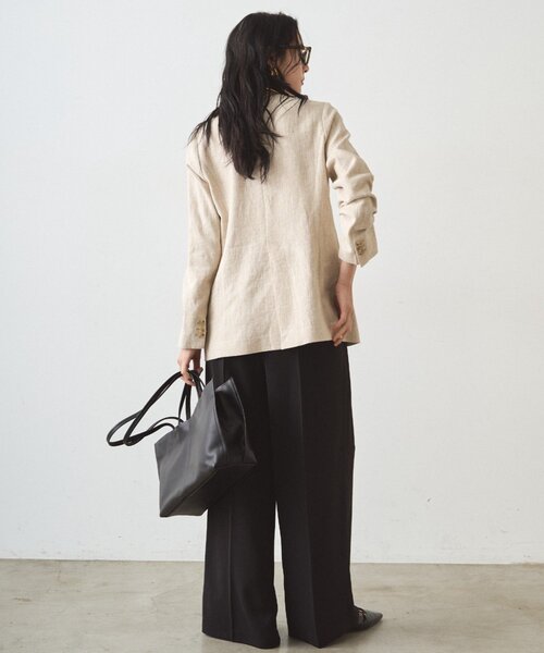 LOUNGEDRESS（ラウンジドレス）の「リネンノーカラージャケット（ノーカラージャケット・レディース・ブラック/ベージュ・FREE）」の14枚目の写真