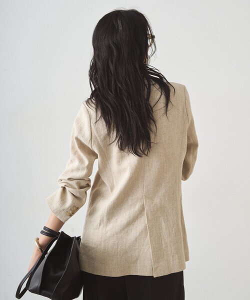 LOUNGEDRESS（ラウンジドレス）の「リネンノーカラージャケット（ノーカラージャケット・レディース・ブラック/ベージュ・FREE）」の19枚目の写真