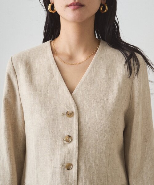 LOUNGEDRESS（ラウンジドレス）の「リネンノーカラージャケット（ノーカラージャケット・レディース・ブラック/ベージュ・FREE）」の21枚目の写真