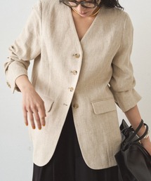 LOUNGEDRESS | リネンノーカラージャケット(ノーカラージャケット)